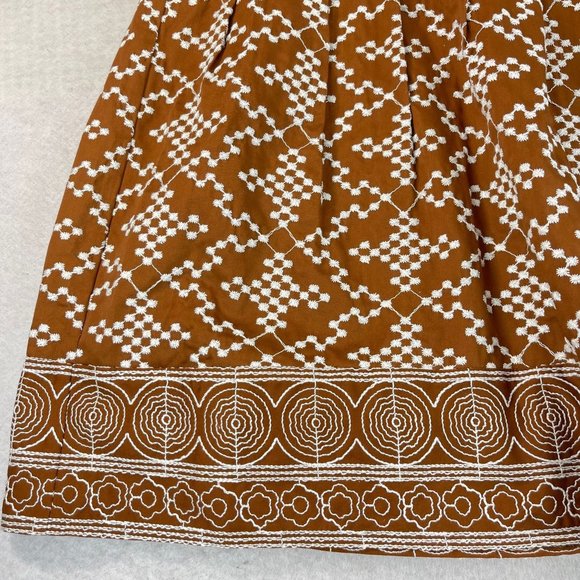 NWT NANETTE LEPORE Womens 4 Brown Multi Pattern Faux Wrap Lined Cotton Skirt - Picture 4 of 11